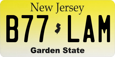 NJ license plate B77LAM