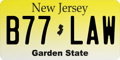 NJ license plate B77LAW