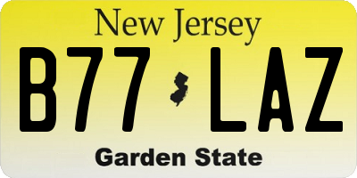 NJ license plate B77LAZ