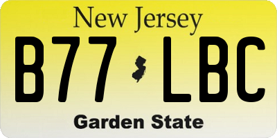 NJ license plate B77LBC