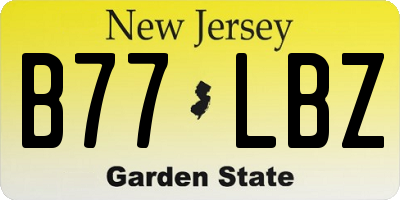NJ license plate B77LBZ