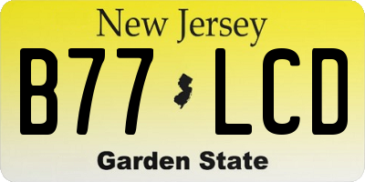 NJ license plate B77LCD