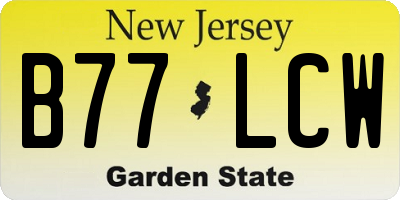 NJ license plate B77LCW