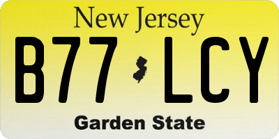 NJ license plate B77LCY