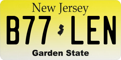 NJ license plate B77LEN