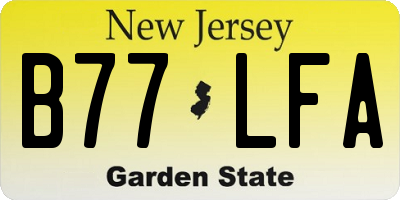 NJ license plate B77LFA
