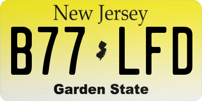 NJ license plate B77LFD
