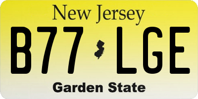 NJ license plate B77LGE