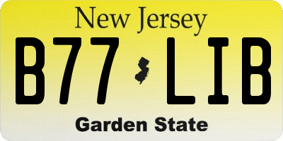 NJ license plate B77LIB