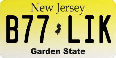 NJ license plate B77LIK