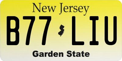 NJ license plate B77LIU