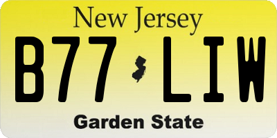 NJ license plate B77LIW
