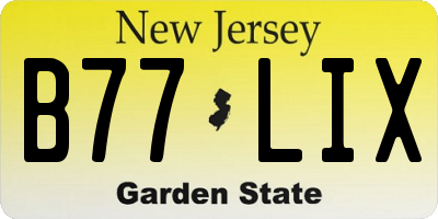NJ license plate B77LIX
