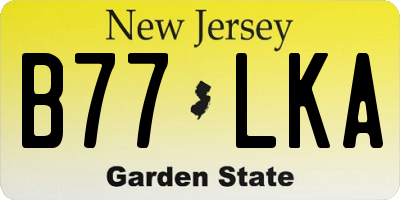 NJ license plate B77LKA