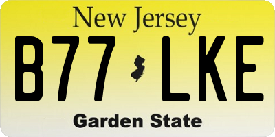 NJ license plate B77LKE