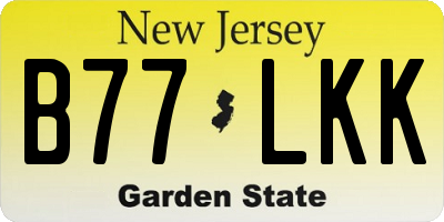 NJ license plate B77LKK