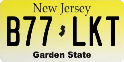 NJ license plate B77LKT