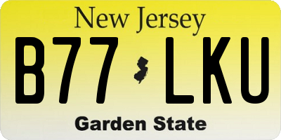 NJ license plate B77LKU