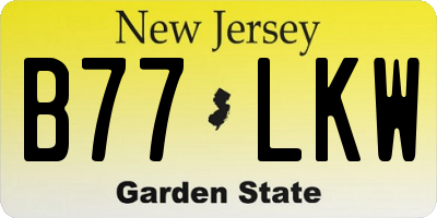 NJ license plate B77LKW