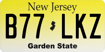 NJ license plate B77LKZ