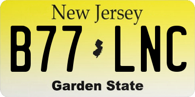 NJ license plate B77LNC