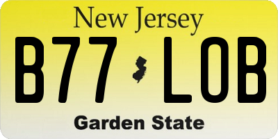 NJ license plate B77LOB