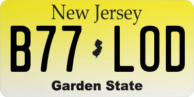 NJ license plate B77LOD