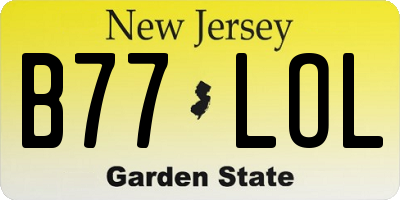 NJ license plate B77LOL