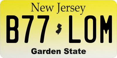 NJ license plate B77LOM