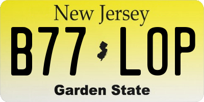 NJ license plate B77LOP