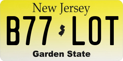 NJ license plate B77LOT