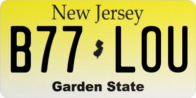 NJ license plate B77LOU