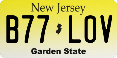 NJ license plate B77LOV