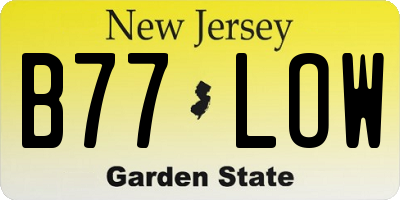 NJ license plate B77LOW