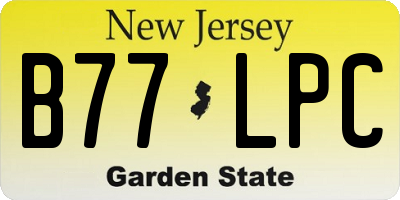 NJ license plate B77LPC