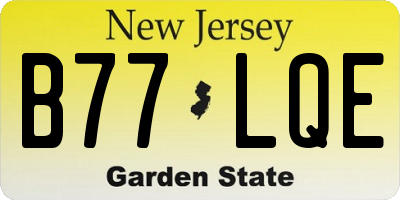 NJ license plate B77LQE