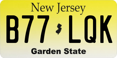 NJ license plate B77LQK