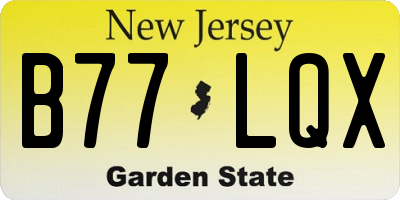 NJ license plate B77LQX