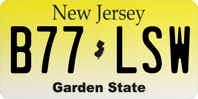 NJ license plate B77LSW