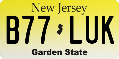 NJ license plate B77LUK