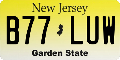 NJ license plate B77LUW