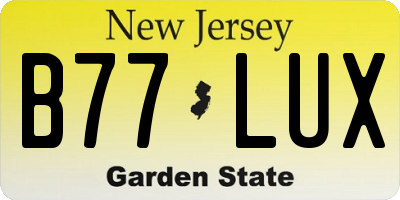 NJ license plate B77LUX