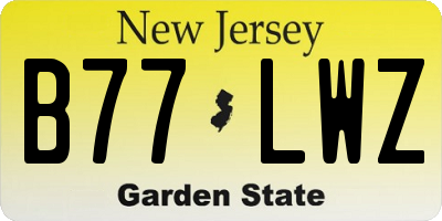NJ license plate B77LWZ