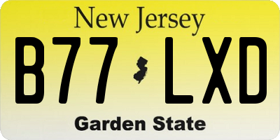 NJ license plate B77LXD