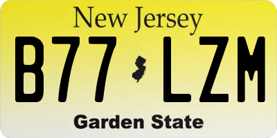 NJ license plate B77LZM