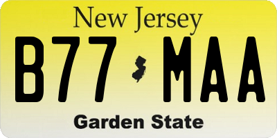 NJ license plate B77MAA