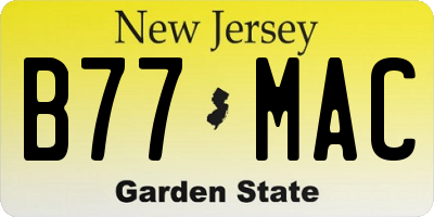 NJ license plate B77MAC