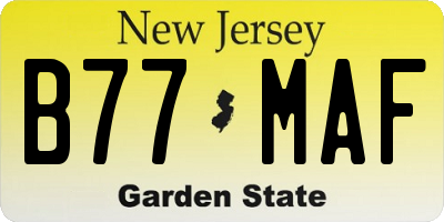 NJ license plate B77MAF