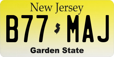 NJ license plate B77MAJ
