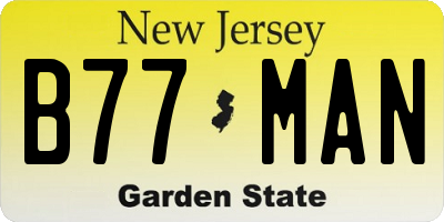 NJ license plate B77MAN